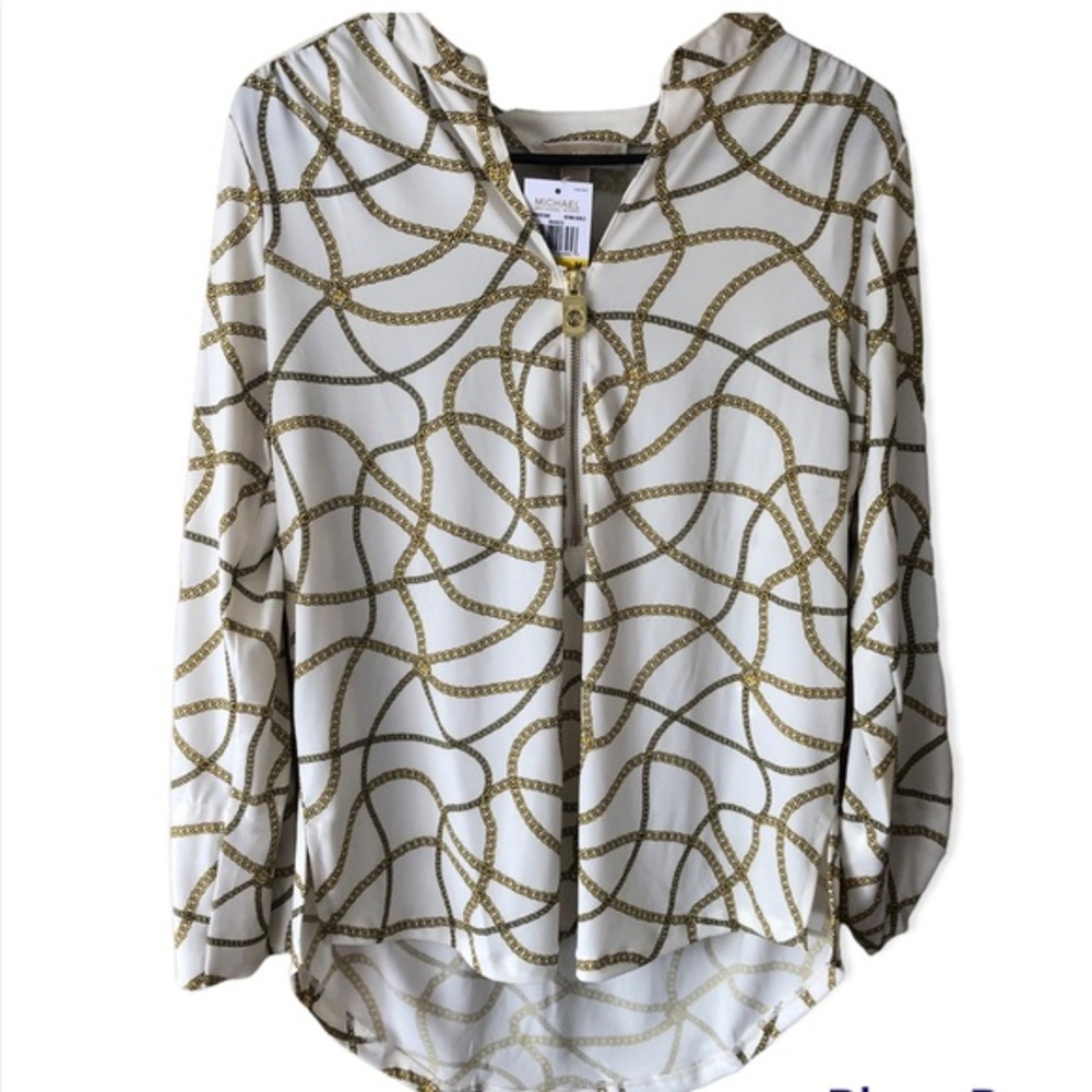 COPY - ✨NWT✨Michael Kors Bone & Gold Chain link blouse‎
